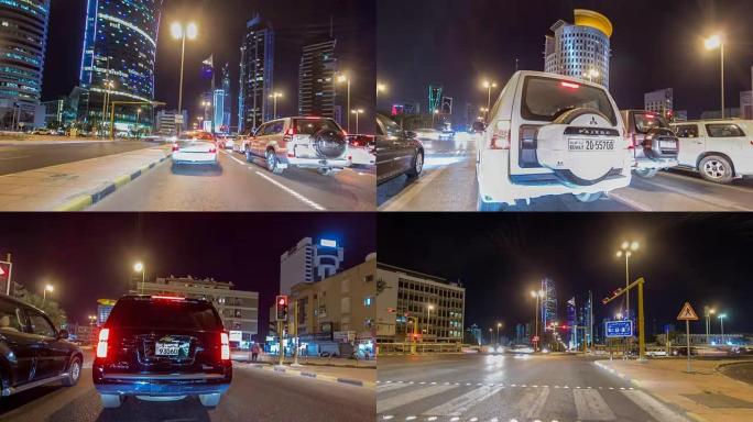 在科威特的城市高速公路中穿越交通。科威特，中东