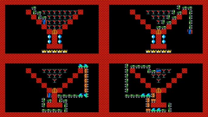 火车拼图，复古风格低分辨率像素化游戏图形动画