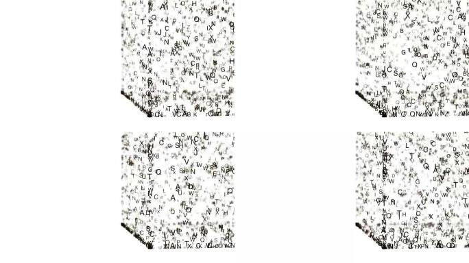 将混沌移动字母的抽象构图放置在立方体中并投下阴影4K