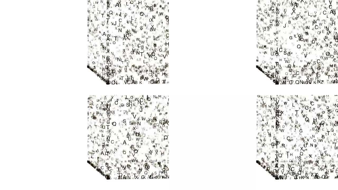 将混沌移动字母的抽象构图放置在立方体中并投下阴影4K