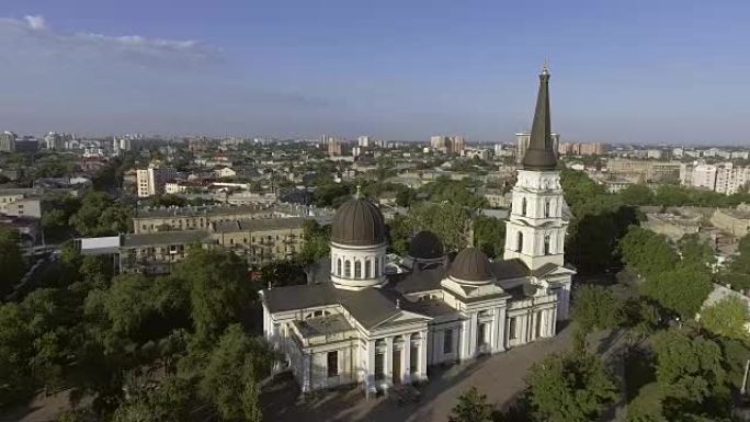 乌克兰敖德萨变形大教堂的鸟瞰图。