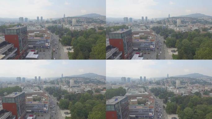 波斯尼亚和黑塞哥维那萨拉热窝市中心的空中拍摄