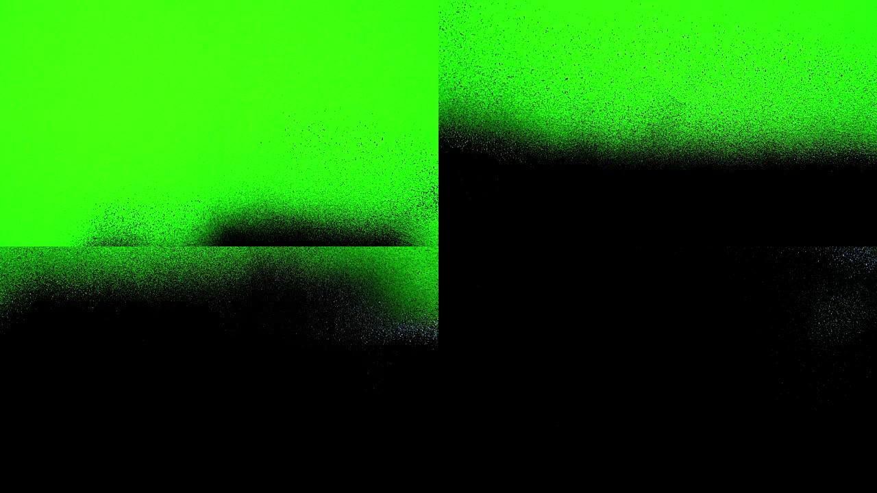 绿色屏幕被喷涂黑色油漆