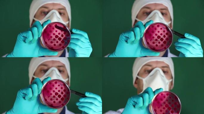 科学家在实验室检查了抗生素耐药性测试
