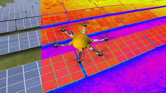无人机飞越太阳能模块并寻找错误-热成像评估