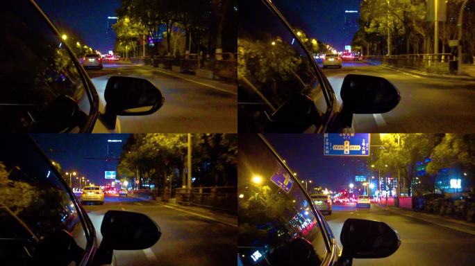 城市夜晚汽车窗外的风景夜景视频素材4