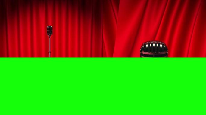 舞台上的扬声器，绿屏