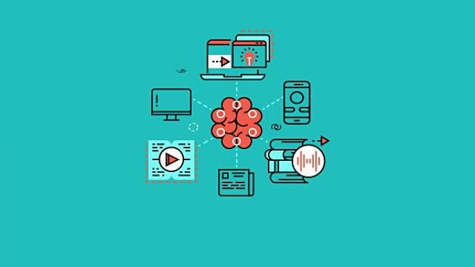 教育与在线学习平面线性设计概念动画