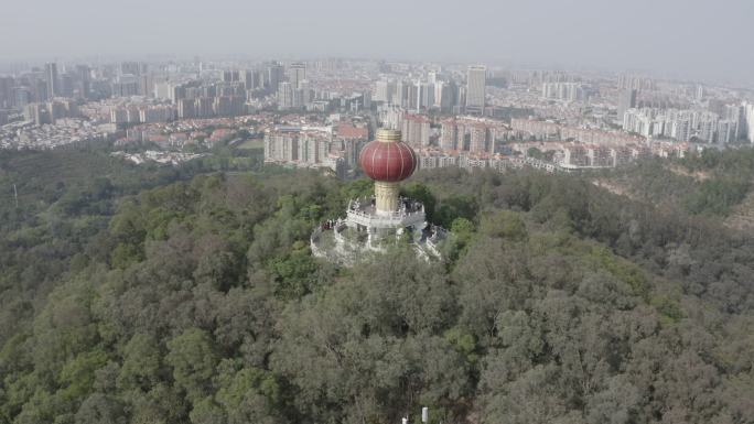 广东省东莞航拍旗峰山国贸地标旗峰公园