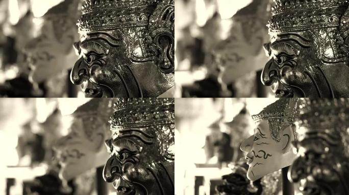 复古经典泰国表演，Khon。印度起源的宗教故事转变为东南亚美丽的文化艺术