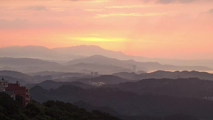 台湾九份傍晚九分旧城的多彩景色