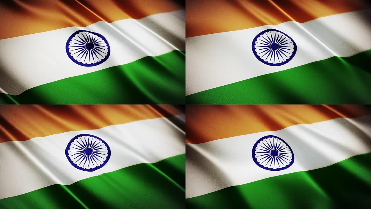 逼真的印度国旗无缝环摇动画