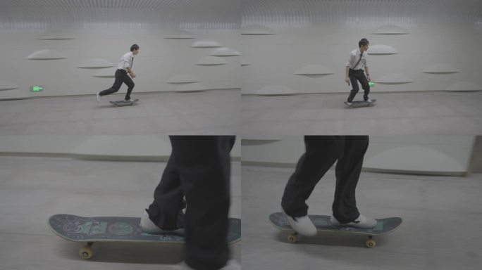 青春运动滑板少年玩滑板极限运动