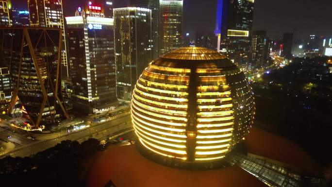 杭州 洲际酒店夜景 城市阳台 市民中心