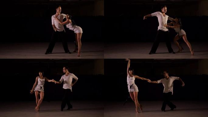 美丽的专业舞者充满激情地表演拉丁裔舞蹈