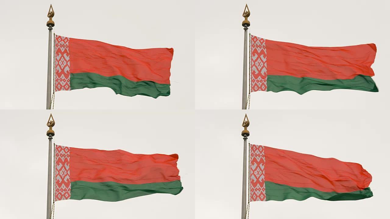 白俄罗斯国旗在风中飘扬
