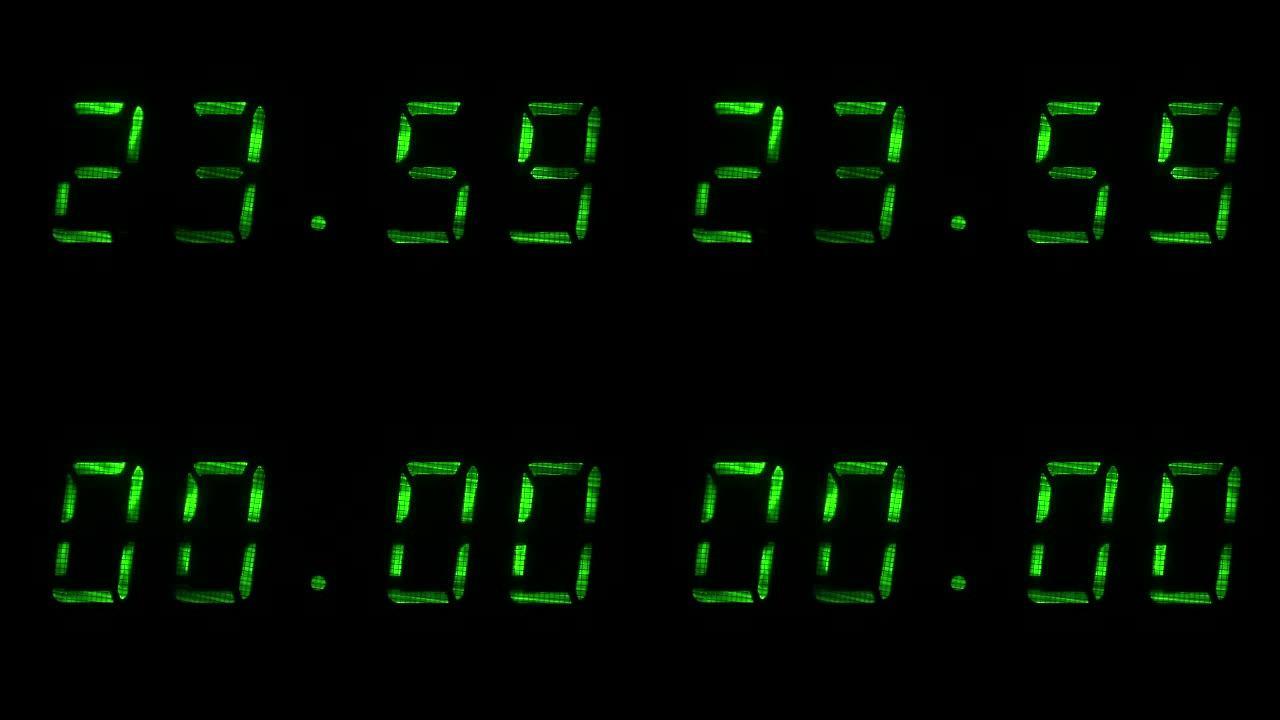 数字时钟显示23小时59分钟到00小时00分钟的时间