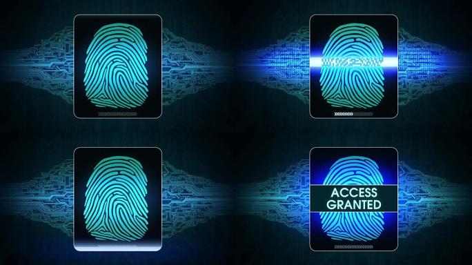 指纹扫描系统-生物识别安全设备，指纹扫描访问结果被授予