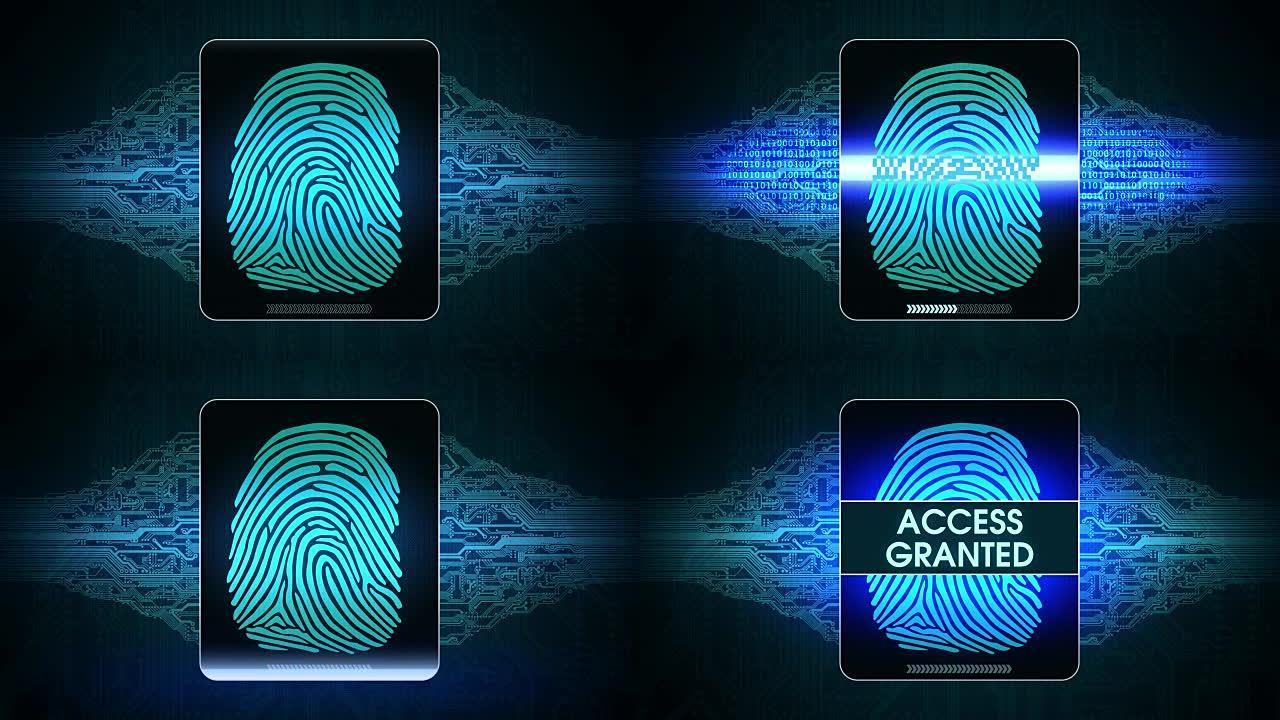 指纹扫描系统-生物识别安全设备，指纹扫描访问结果被授予