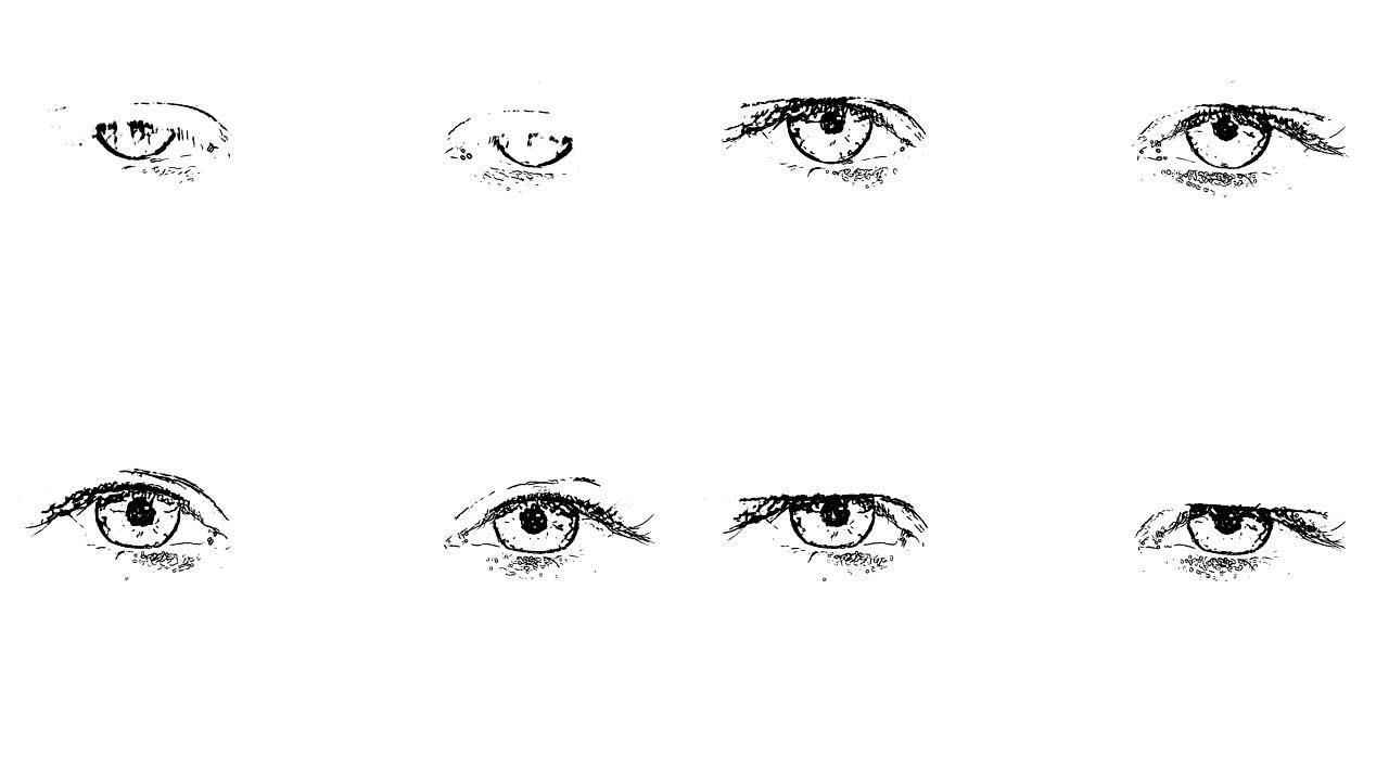 卡通眨眼的眼睛