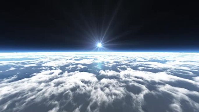 飞越太空上空的云层