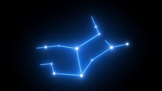 黄道十二宫处女座恒星星座在发光的光线下形成