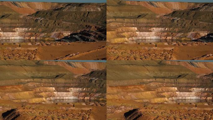 用PAN拍摄用人工湖的废弃采石场。矿产资源的开发。环境污染。