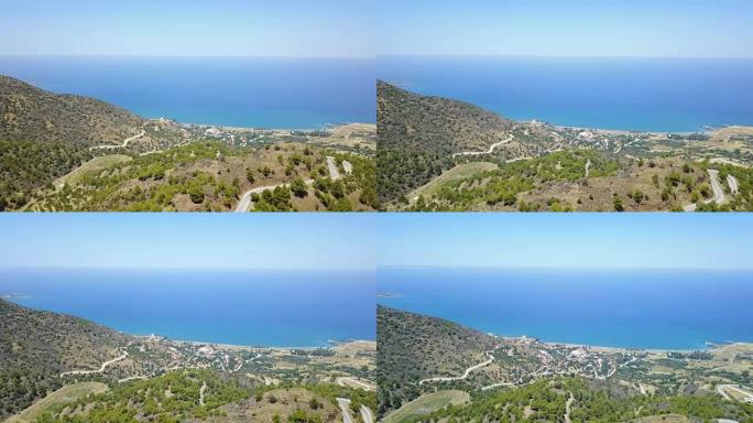 山地景观。塞浦路斯岛雪松谷。飞行在高空