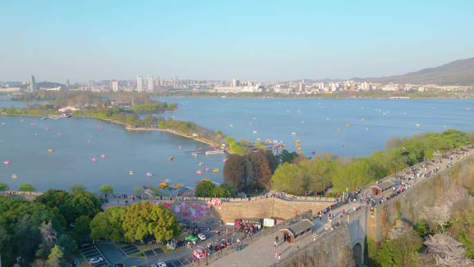 南京市玄武区古鸡鸣寺樱花风景视频素材航拍