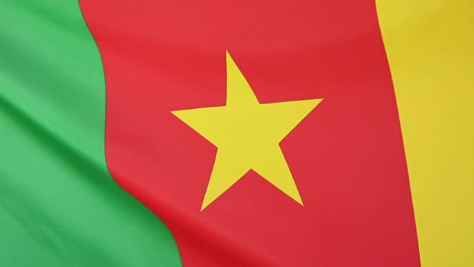 喀麦隆纺织旗帜的特写