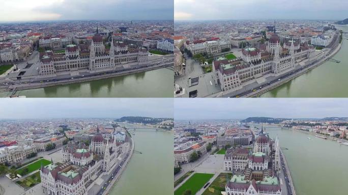 多瑙河对岸布达佩斯的鸟瞰图