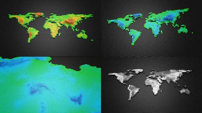 立方体构成地球的浮雕图