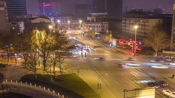 徐州和平路夜景环绕延时