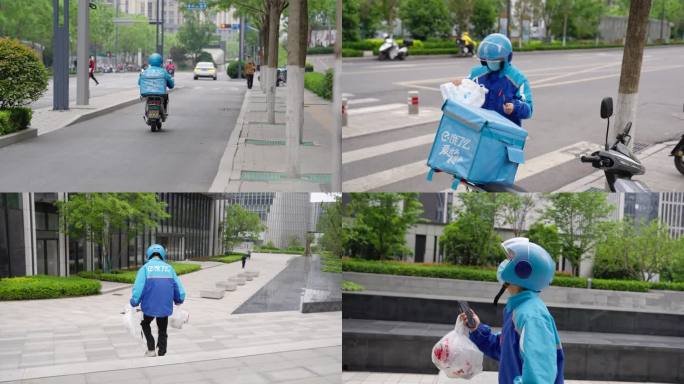 城市外卖员送餐 4K