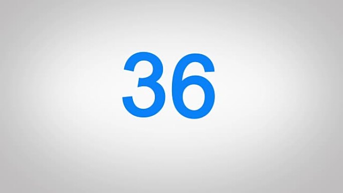 4k倒计时蓝色数字从60到0秒在白屏背景