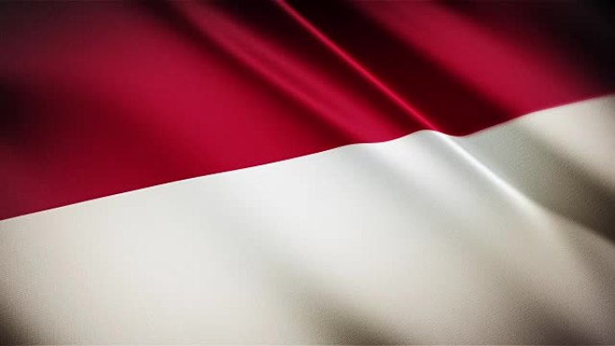 印度尼西亚/摩纳哥逼真的国旗无缝环摆动动画