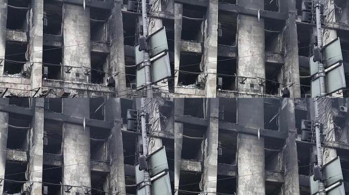 乌克兰基辅的工会大楼被烧毁