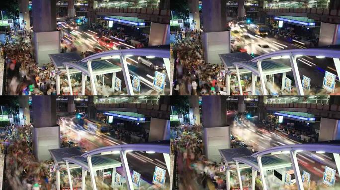泰国暹罗中心交通拥堵的人群