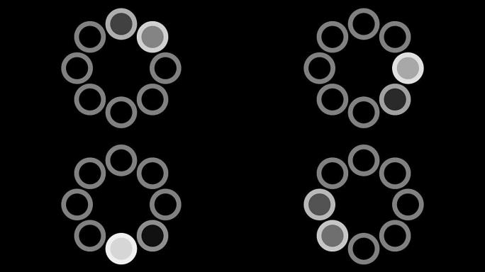 加载屏幕圆形，白灰黑背景- 30fps循环-视频纹理，无缝动画元素
