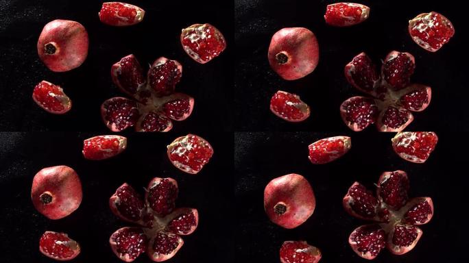 旋转成熟的红色石榴石特写。