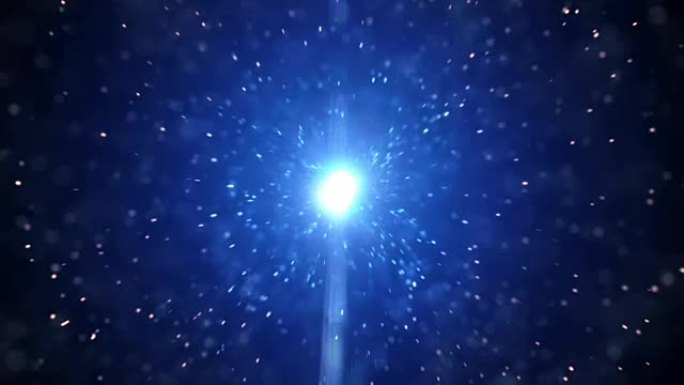 蓝色透镜耀斑和飞行粒子循环