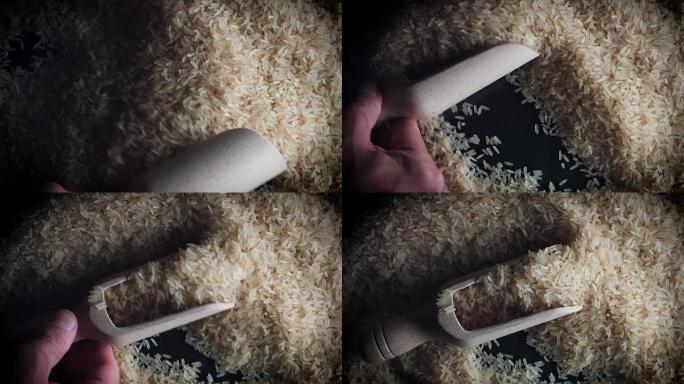 4k谷物背景，勺取长米