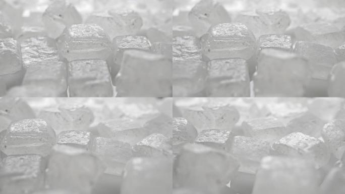白糖晶体的极端特写多莉视频