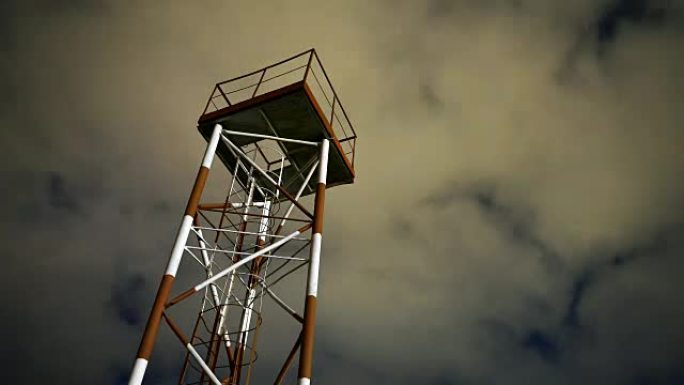 摄影延时观测塔对着夜空