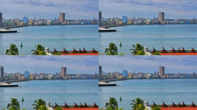 从旧堡看到的哈万古巴4k市，前景中的佳能