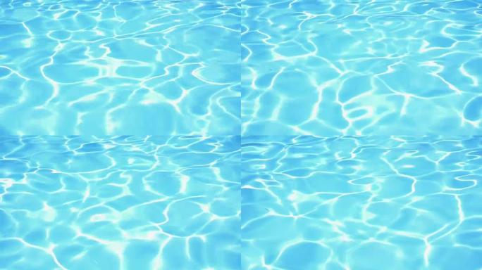 游泳池里的蓝色水。背景纹理。慢动作