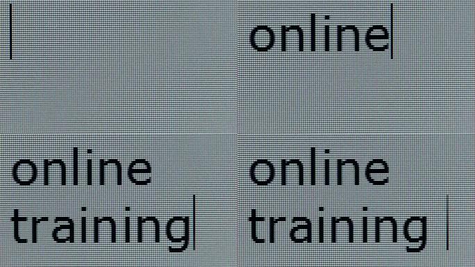 “在线培训” 正在电脑屏幕上特写。
