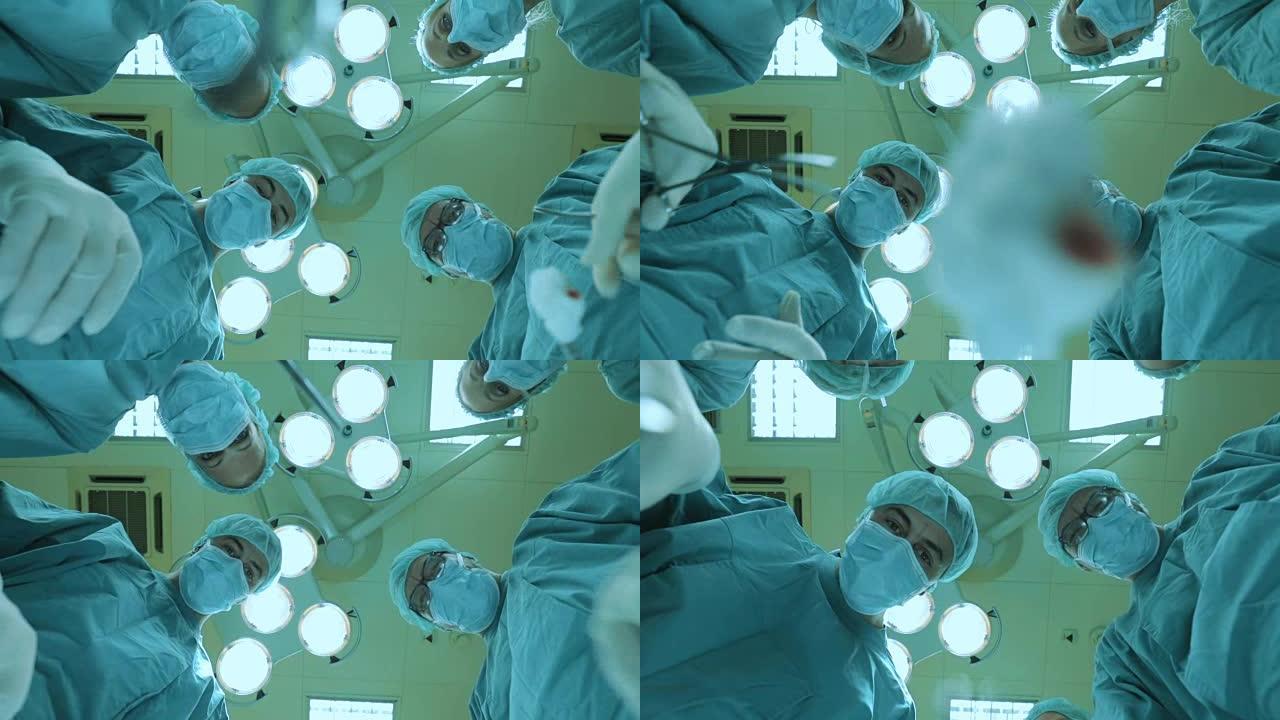 下面是在手术室进行手术的医学专家团队的视图。
