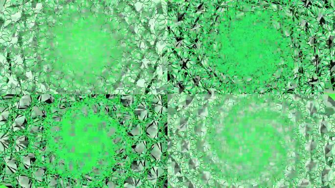 抽象视频绿色几何圆形背景无缝循环。