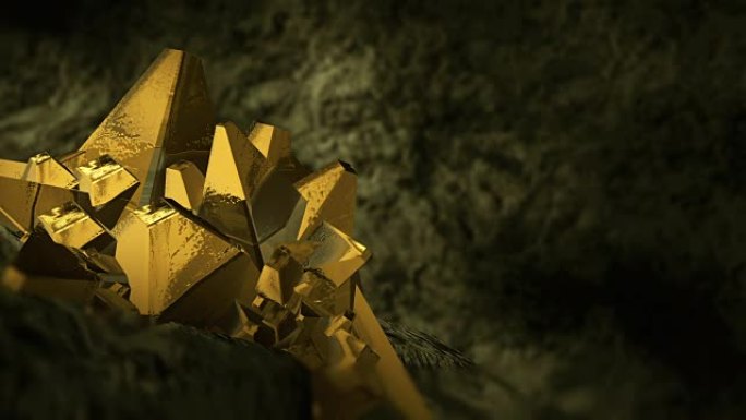 坐在黑暗洞穴中的黄金宝石